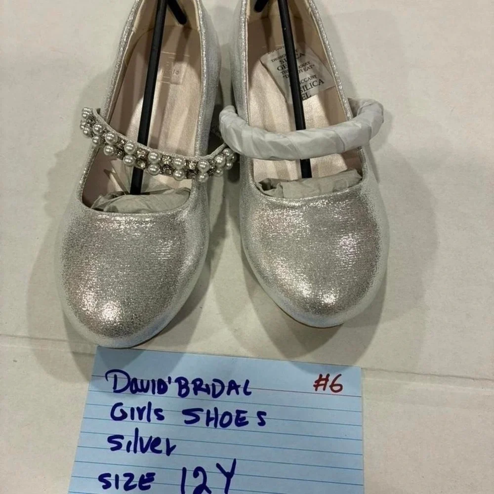 Davis's Bridal girls  Silver shoes size 12Y More‎ sizes available.